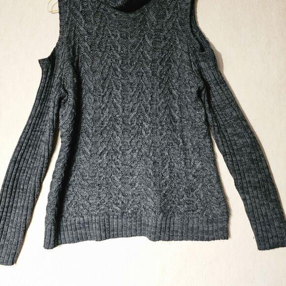 Faded Glory Womens Cold Shoulder Sweater Size Large Gray Knit Cute Hipster Chic - Picture 4 of 10